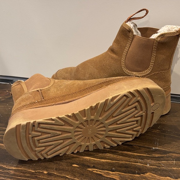 Tan Suede Ankle Boots with Shearling Lining - Picture 2 of 5